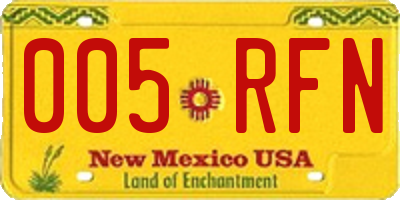 NM license plate 005RFN