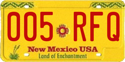 NM license plate 005RFQ