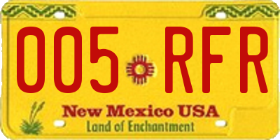 NM license plate 005RFR