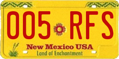 NM license plate 005RFS
