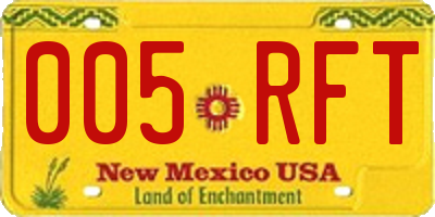 NM license plate 005RFT