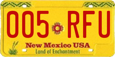 NM license plate 005RFU