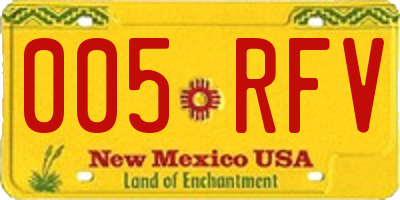 NM license plate 005RFV