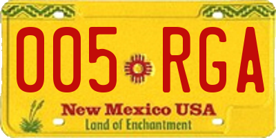 NM license plate 005RGA
