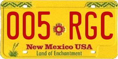 NM license plate 005RGC