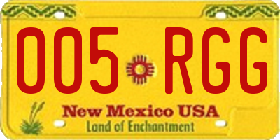 NM license plate 005RGG