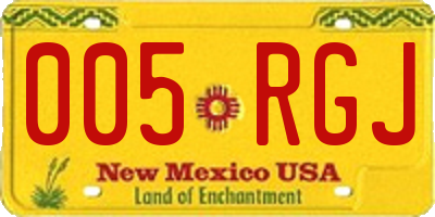 NM license plate 005RGJ