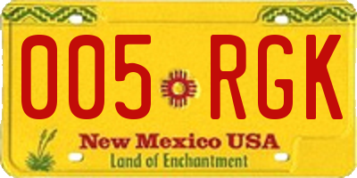 NM license plate 005RGK
