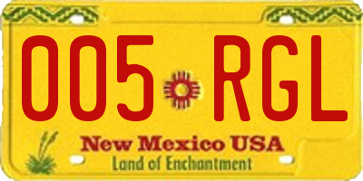NM license plate 005RGL