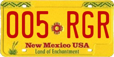 NM license plate 005RGR