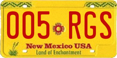NM license plate 005RGS
