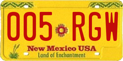 NM license plate 005RGW