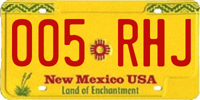 NM license plate 005RHJ