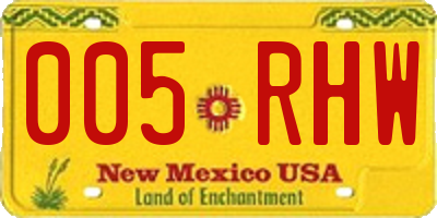 NM license plate 005RHW