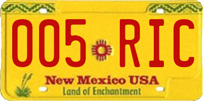 NM license plate 005RIC