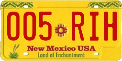 NM license plate 005RIH