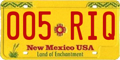 NM license plate 005RIQ