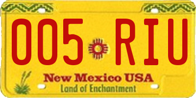 NM license plate 005RIU