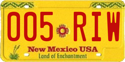NM license plate 005RIW