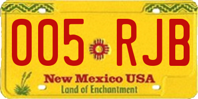 NM license plate 005RJB