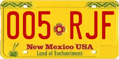 NM license plate 005RJF