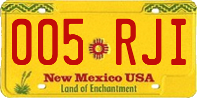 NM license plate 005RJI
