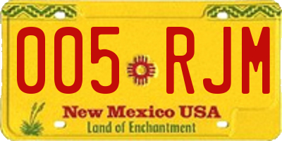 NM license plate 005RJM