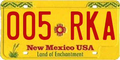 NM license plate 005RKA