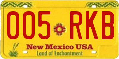 NM license plate 005RKB