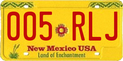 NM license plate 005RLJ