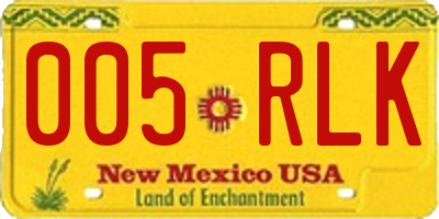 NM license plate 005RLK
