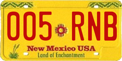 NM license plate 005RNB