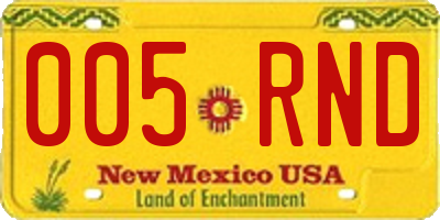 NM license plate 005RND