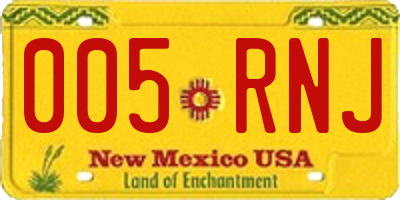 NM license plate 005RNJ