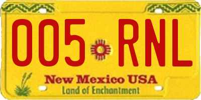 NM license plate 005RNL