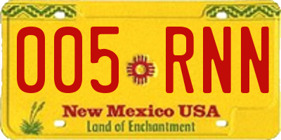 NM license plate 005RNN