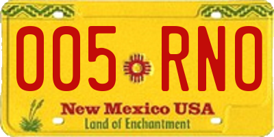 NM license plate 005RNO