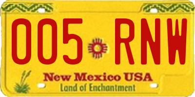 NM license plate 005RNW