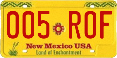 NM license plate 005ROF