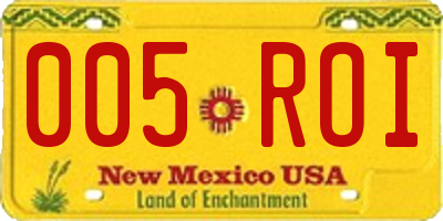 NM license plate 005ROI