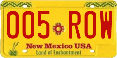 NM license plate 005ROW