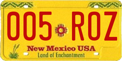 NM license plate 005ROZ
