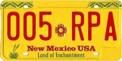 NM license plate 005RPA