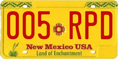 NM license plate 005RPD