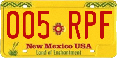 NM license plate 005RPF