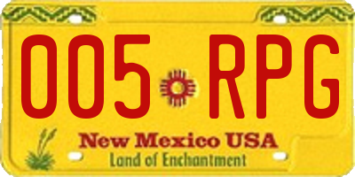 NM license plate 005RPG