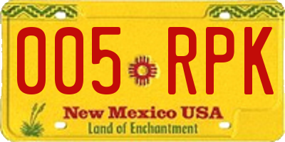 NM license plate 005RPK