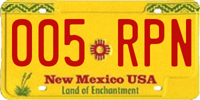 NM license plate 005RPN