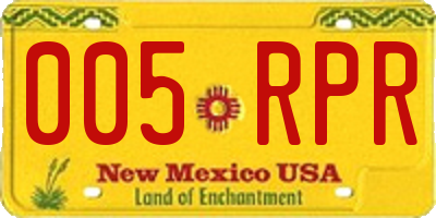 NM license plate 005RPR