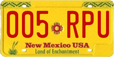 NM license plate 005RPU